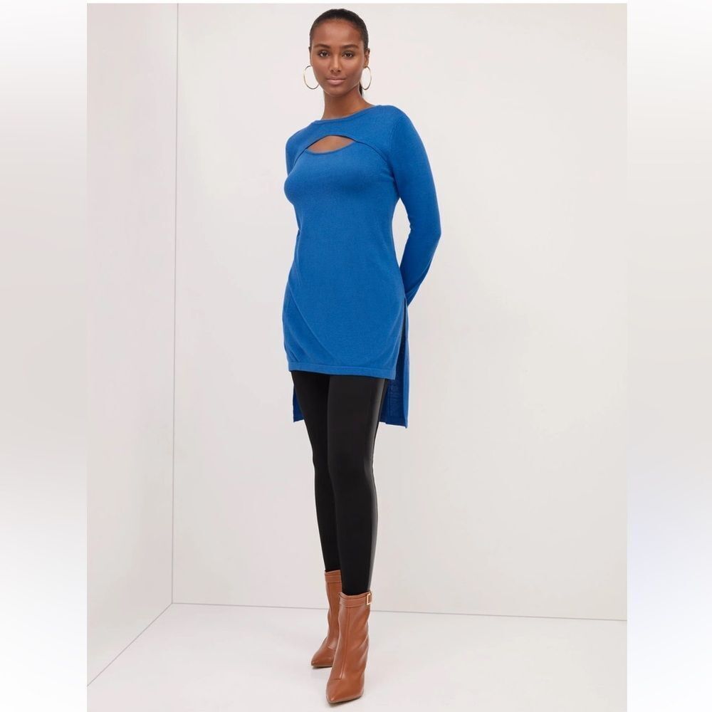 New York & Company Bright Blue Keyhole Tunic